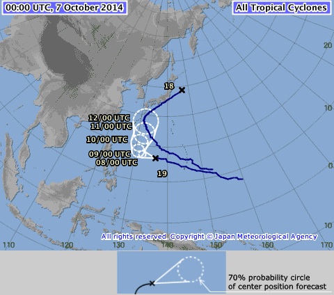 Trayectoria del tifón 19.