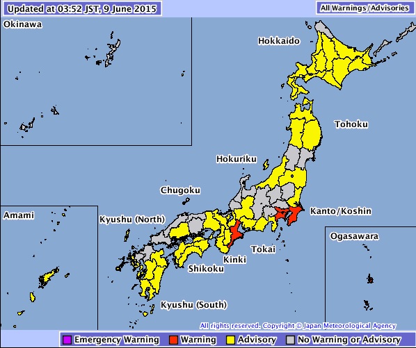 Advertencias por fuertes lluvias desde la madrugada de este martes 9.