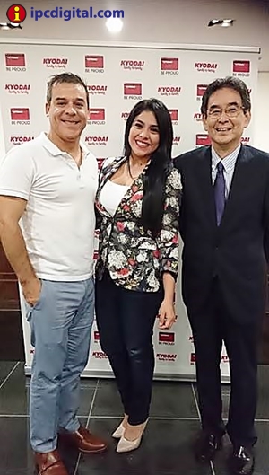 Adolfo Aguilar, Maricarmen Marín y Yuichiro Kimoto, presidente de Kyodai